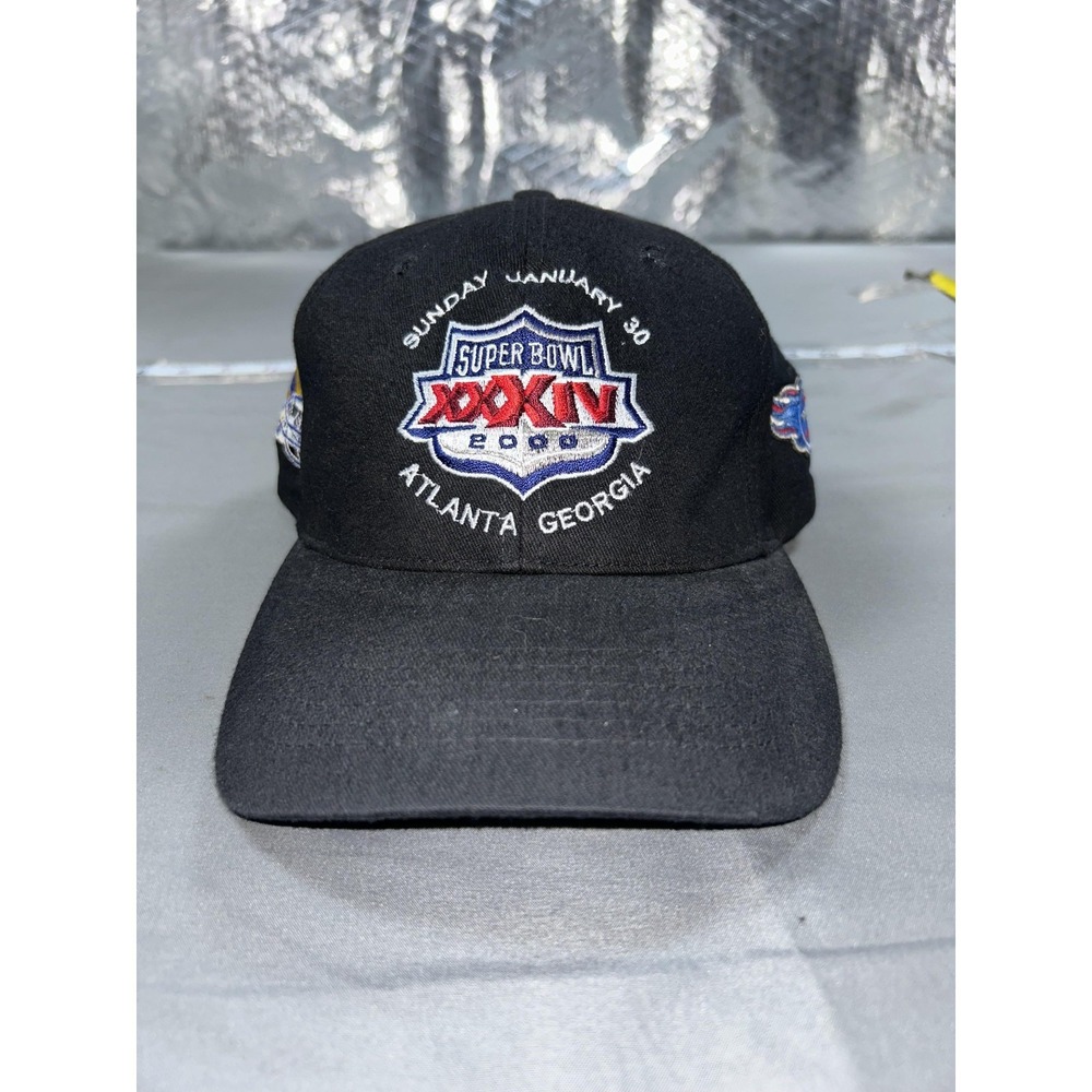 Vintage Super Bowl XXXIV Hat Cap Snap Back One Size Black NFL Football Logo 7